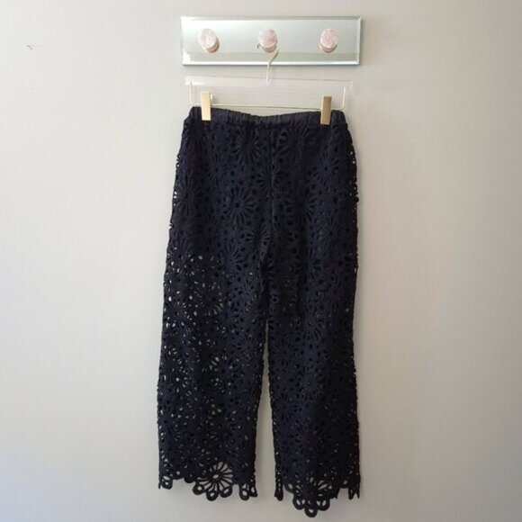 NWT 4Our Dreamers black cotton open weave crochet pants L - Picture 6 of 9
